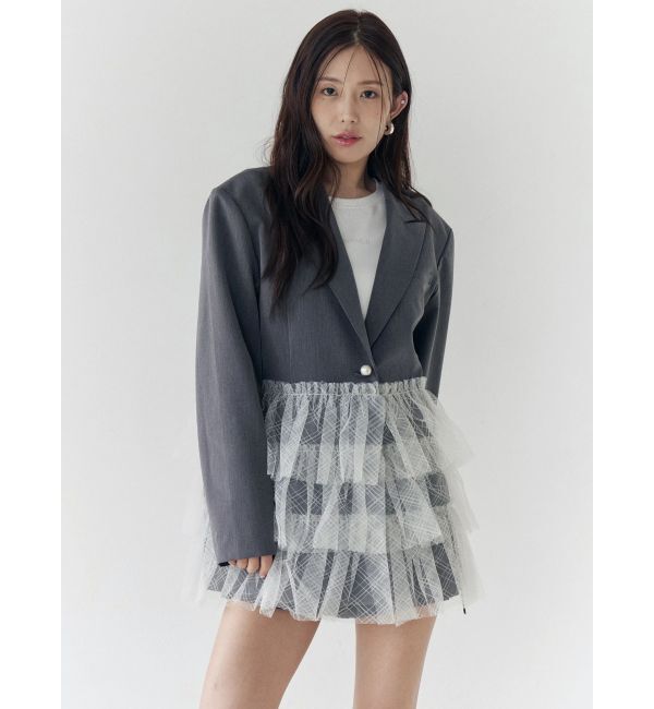 CALNAMUR「チュールティアードジャケット」|その他|グレー