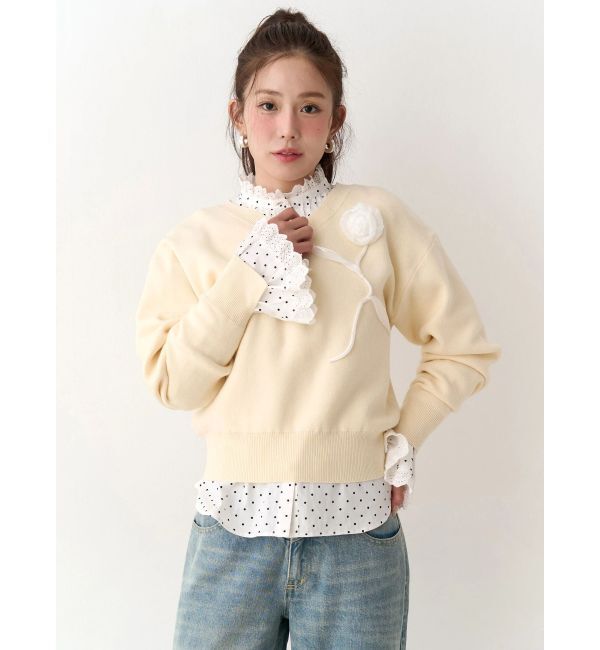 CALNAMUR「コットンフリルレースブラウス」|シャツ・ブラウス|