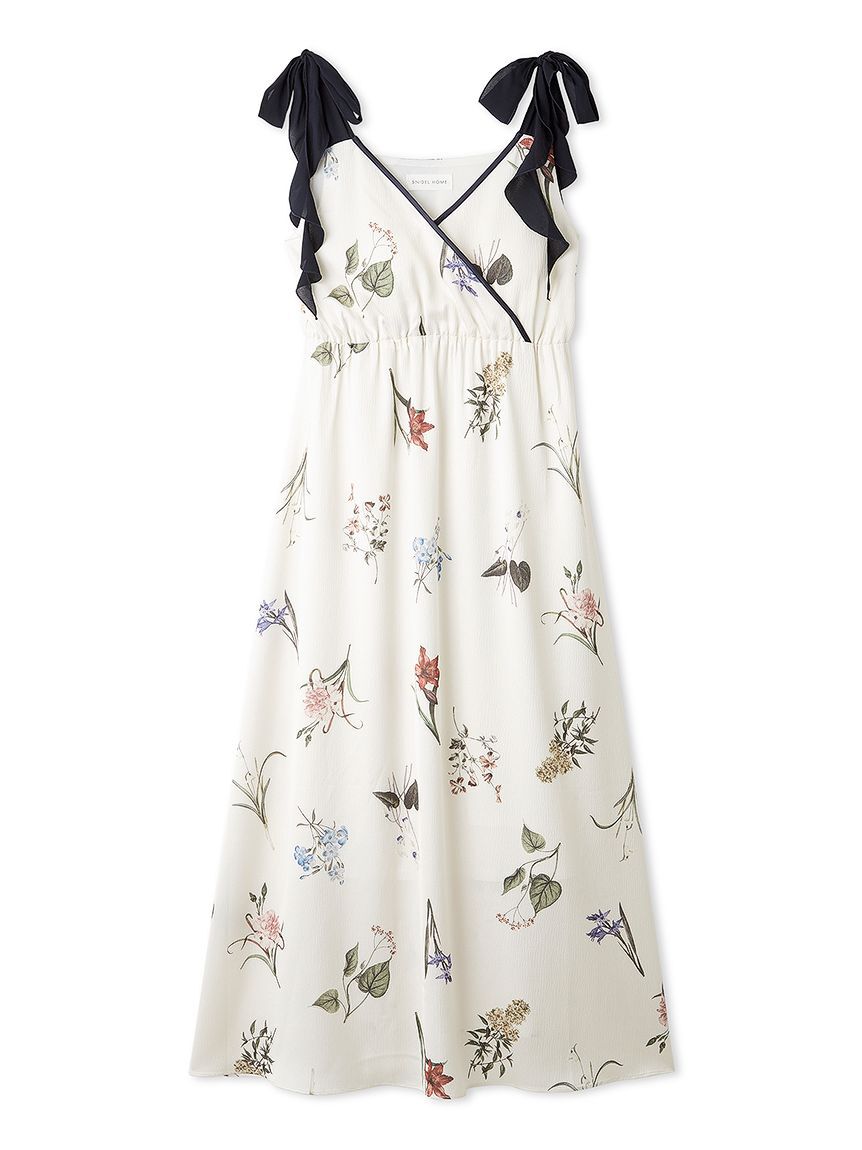 SNIDEL HOME「肩リボンプリントロングワンピース」|ルームウェア|