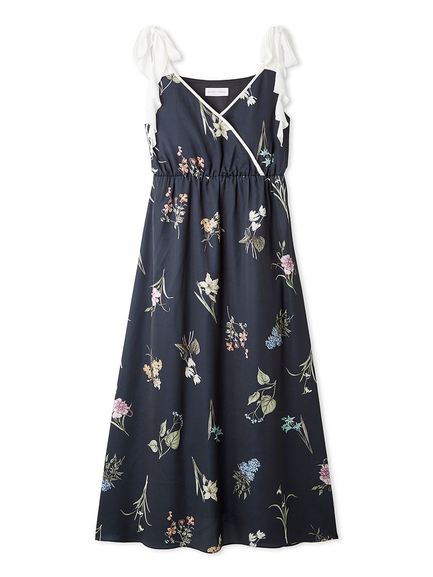 SNIDEL HOME「肩リボンプリントロングワンピース」|ルームウェア|