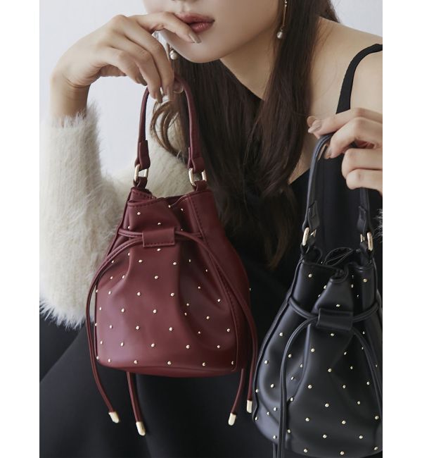 RESEXXY「スタッズコンパクトバッグ」|ハンドバッグ|レッド