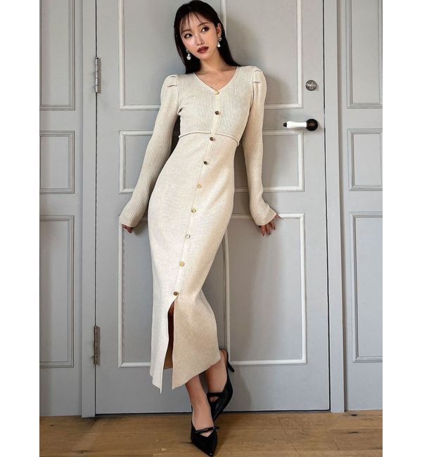 RESEXXY「ゴールドボタンタイトニットワンピース」|ワンピース|