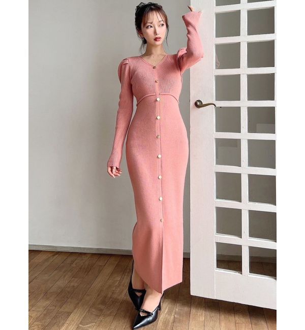 RESEXXY「ゴールドボタンタイトニットワンピース」|ワンピース|