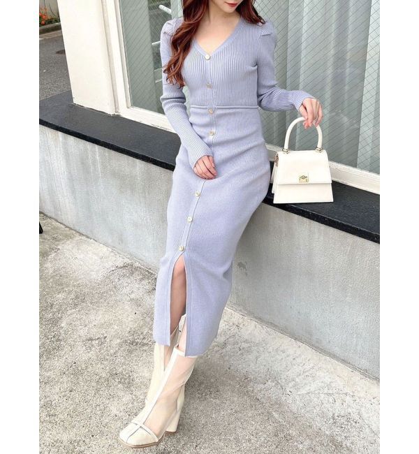 RESEXXY「ゴールドボタンタイトニットワンピース」|ワンピース|