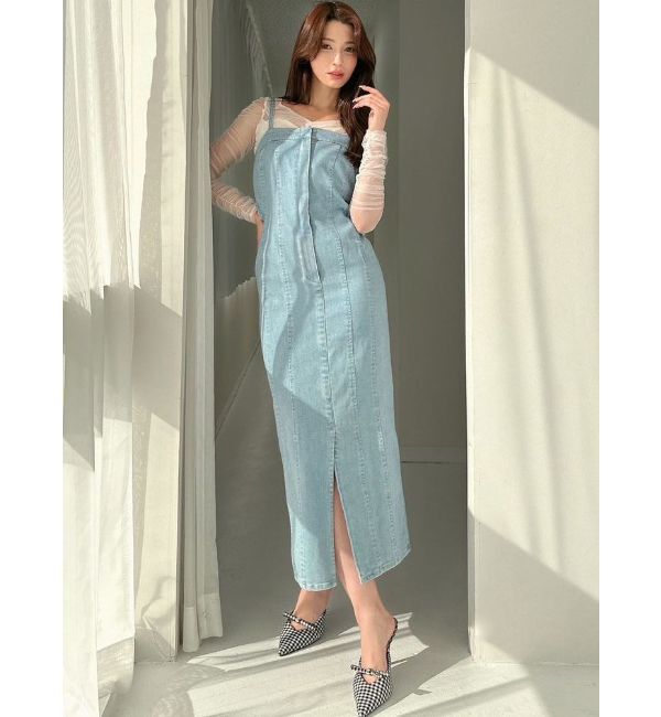 RESEXXY「カットアウトデニムワンピース【セットアップ着用可能】」|ワンピース|