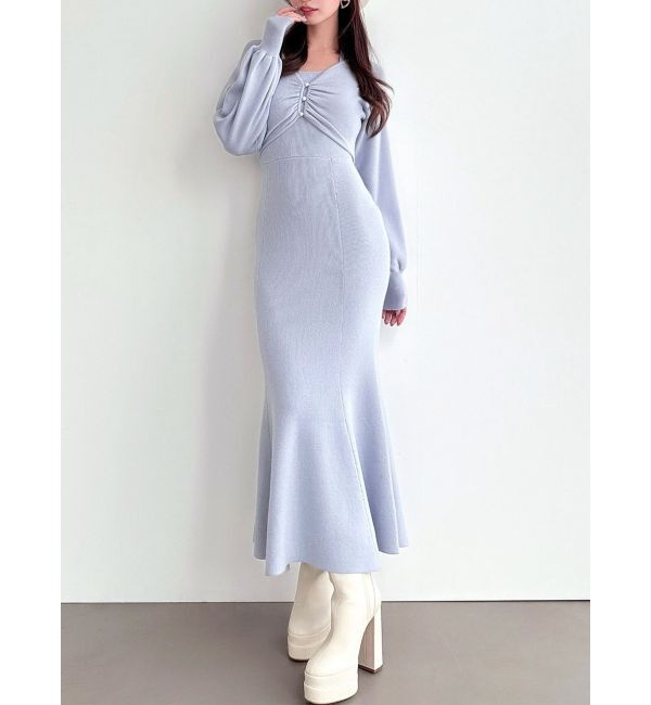 RESEXXY「レイヤードマーメイドニットワンピース」|ワンピース|ブルー