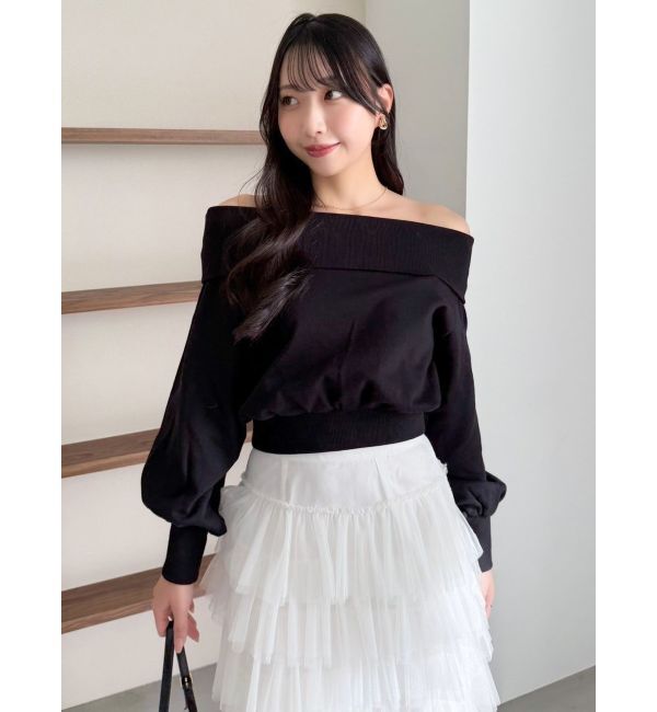 dazzlin「デコルテオープンスウェットトップス」|Tシャツ・カットソー|