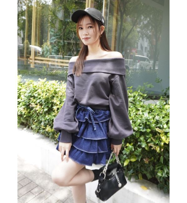 dazzlin「デコルテオープンスウェットトップス」|Tシャツ・カットソー|