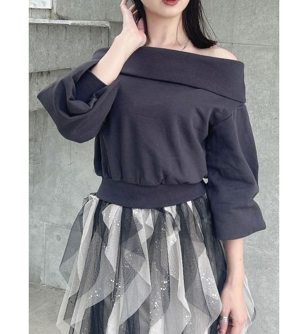 dazzlin「デコルテオープンスウェットトップス」|Tシャツ・カットソー|