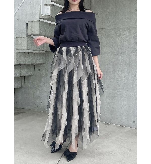 dazzlin「デコルテオープンスウェットトップス」|Tシャツ・カットソー|