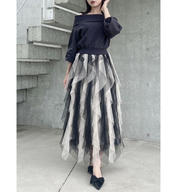 dazzlin「デコルテオープンスウェットトップス」|Tシャツ・カットソー|