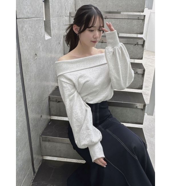 dazzlin「デコルテオープンスウェットトップス」|Tシャツ・カットソー|