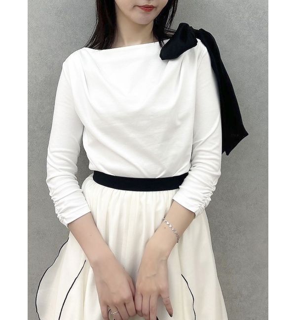 dazzlin「ネックドレープカットトップス」|Tシャツ・カットソー|オフホワイト