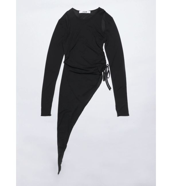 EMODA「【VEQUM】ASYMMETRY SHEER LONG TOP」|Tシャツ・カットソー|ブラック