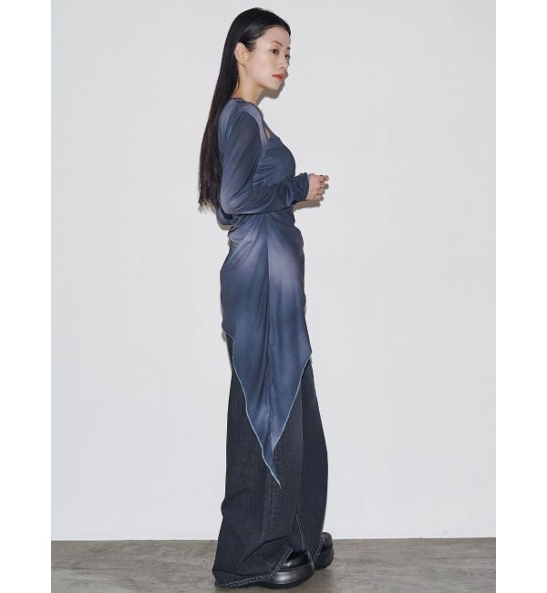 EMODA「【VEQUM】ASYMMETRY SHEER LONG TOP」|Tシャツ・カットソー|