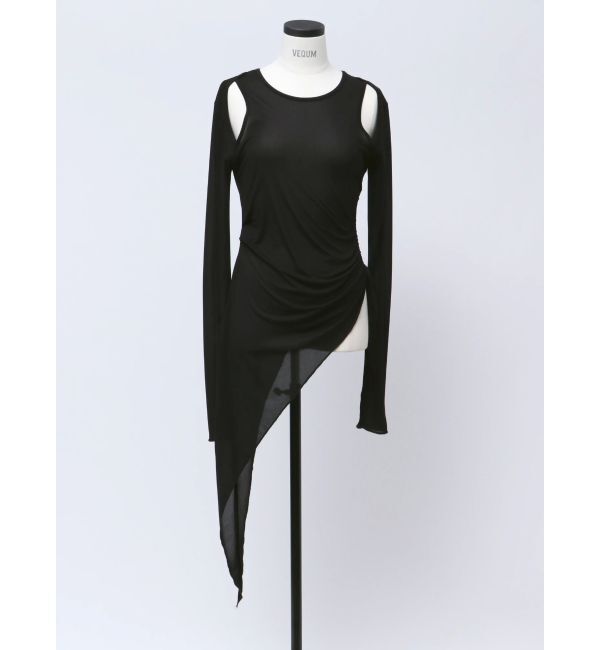 EMODA「【VEQUM】ASYMMETRY SHEER LONG TOP」|Tシャツ・カットソー|