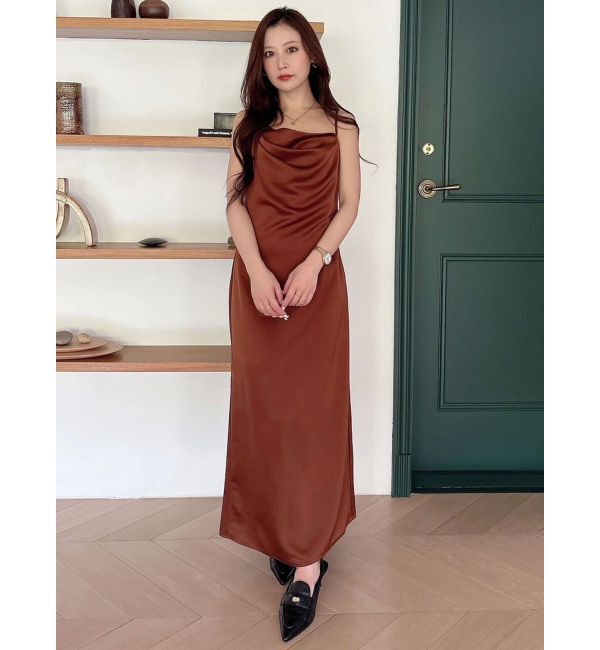 MERCURYDUO「サテンキャミナローワンピース」|ワンピース|