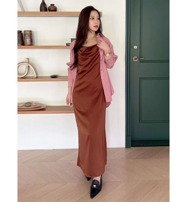 MERCURYDUO「サテンキャミナローワンピース」|ワンピース|