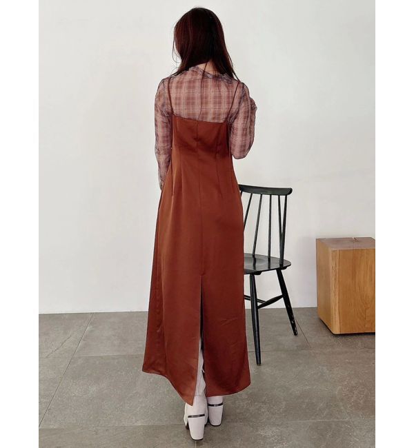 MERCURYDUO「サテンキャミナローワンピース」|ワンピース|