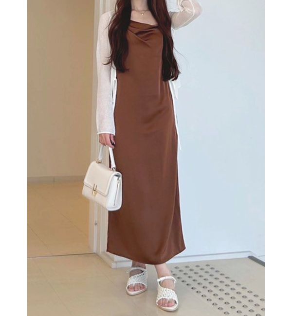 MERCURYDUO「サテンキャミナローワンピース」|ワンピース|