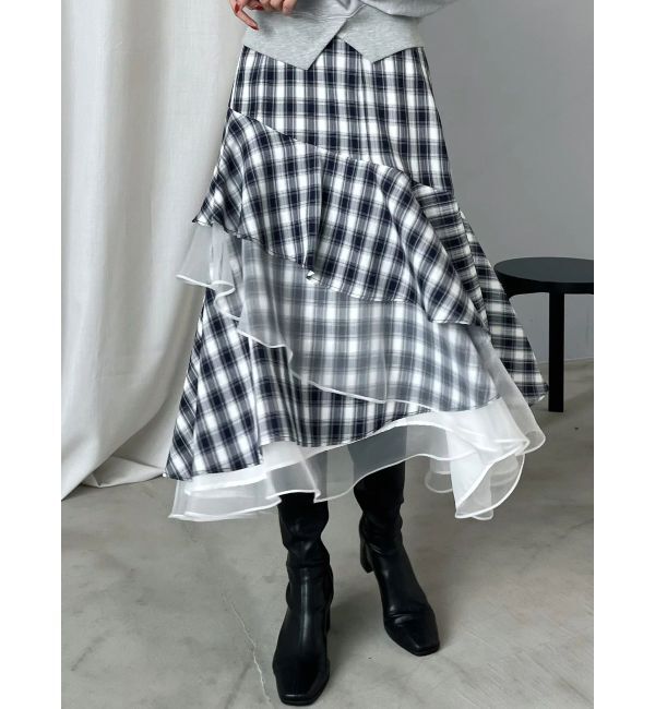 MERCURYDUO「異素材使いティアードスカート」|スカート|