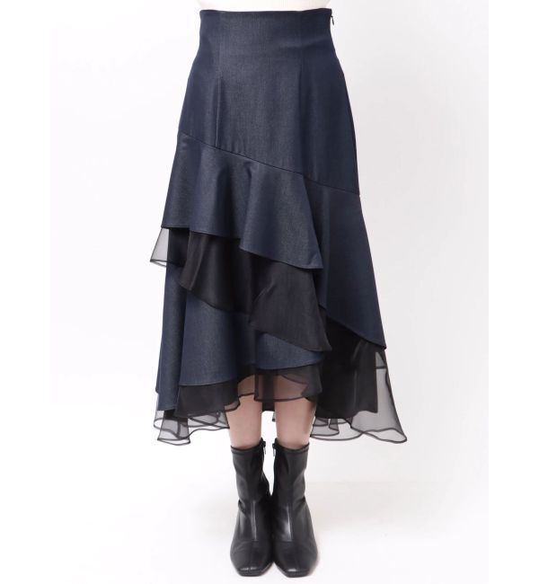 MERCURYDUO「異素材使いティアードスカート」|スカート|