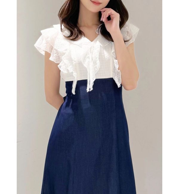 MERCURYDUO「2WAYラッフルブラウスドッキングワンピース」|ワンピース|