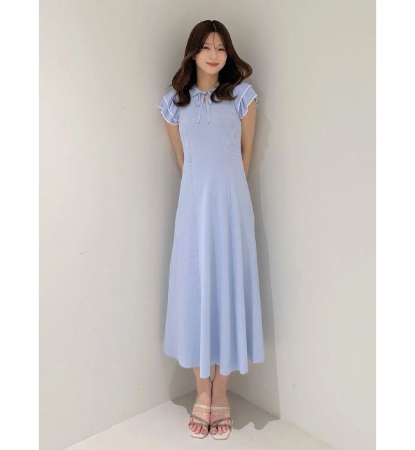 MERCURYDUO「ポロ衿ラッフルニットワンピース」|ワンピース|