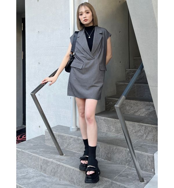 MURUA「リブデザインハイネックノースリーブニット」|ニット・セーター|