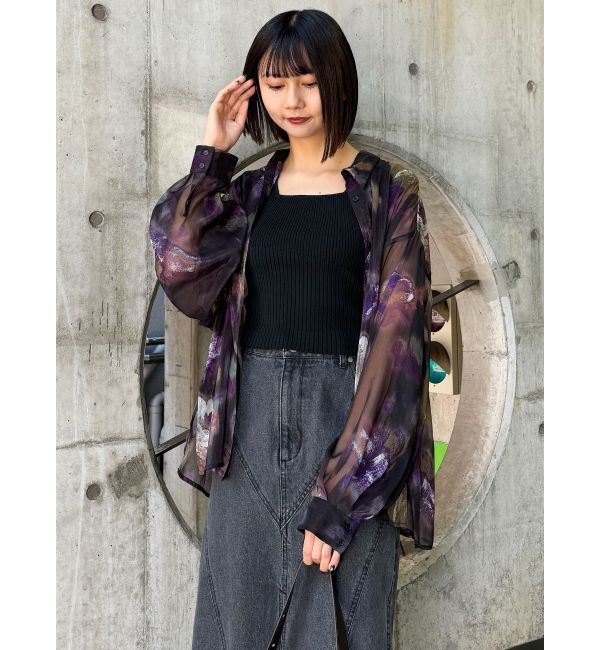 MURUA「ボリュームスリーブシャイニーシアーシャツ」|シャツ・ブラウス|