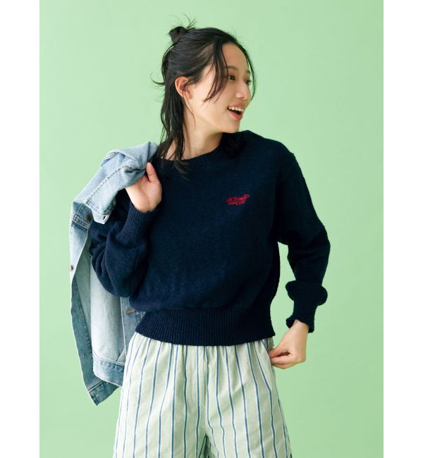 Ungrid「【WEB限定】エンブロイダリーコットン混スラブニット」|ニット・セーター|