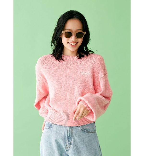 Ungrid「【WEB限定】エンブロイダリーコットン混スラブニット」|ニット・セーター|ピンク