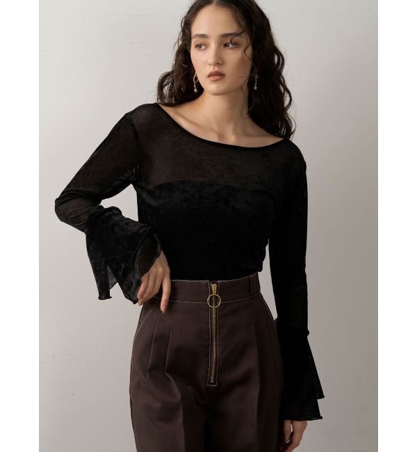 LAGUNAMOON「2WAYシアーメッシュベロアトップス」|Tシャツ・カットソー|