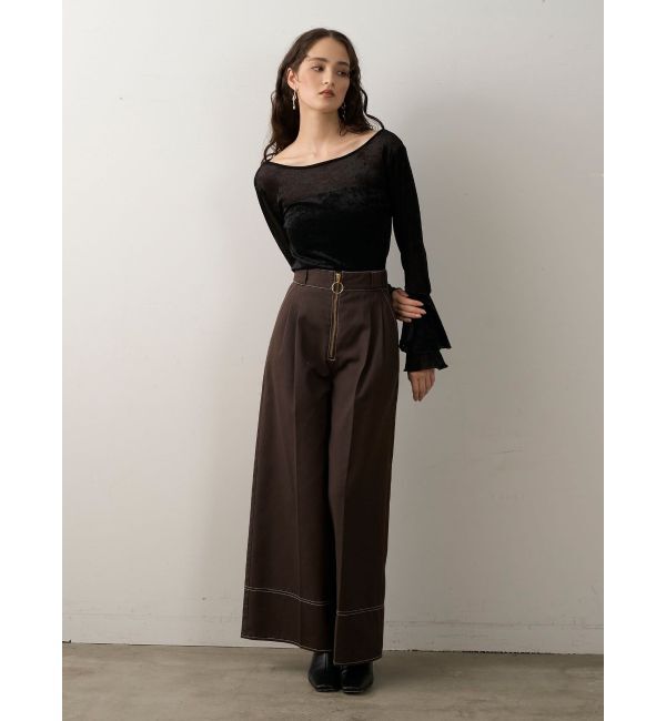 LAGUNAMOON「2WAYシアーメッシュベロアトップス」|Tシャツ・カットソー|