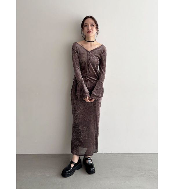 LAGUNAMOON「2WAYシアーメッシュベロアトップス」|Tシャツ・カットソー|