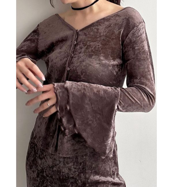 LAGUNAMOON「2WAYシアーメッシュベロアトップス」|Tシャツ・カットソー|ブラウン