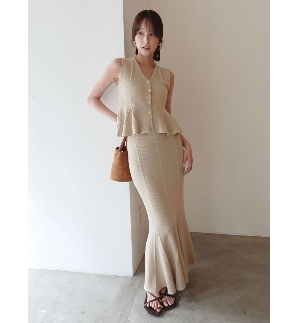 LAGUNAMOON「マーメイドリブニットスカート」|スカート|ベージュ