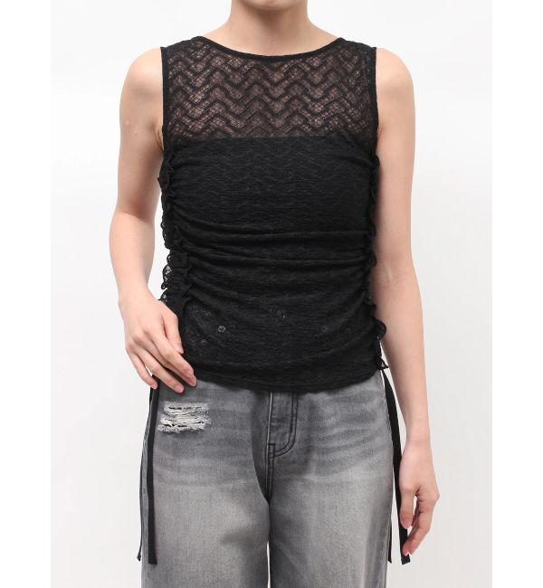 LAGUNAMOON「ドロストレースカットトップス」|Tシャツ・カットソー|ブラック