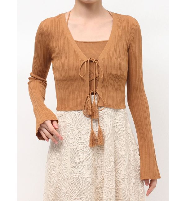LAGUNAMOON「タッセルリボンリブカーディガン」|カーディガン|