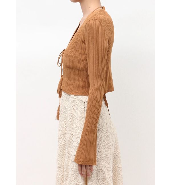 LAGUNAMOON「タッセルリボンリブカーディガン」|カーディガン|