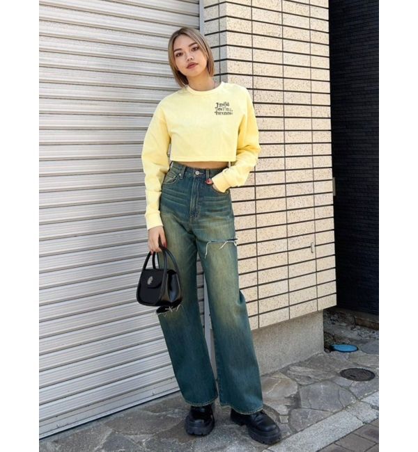 EVRIS「クロップドグラフィックロンT」|Tシャツ・カットソー|