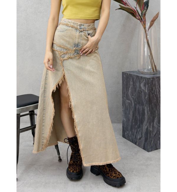 EVRIS「フリンジスリットロングデニムスカート」|スカート|