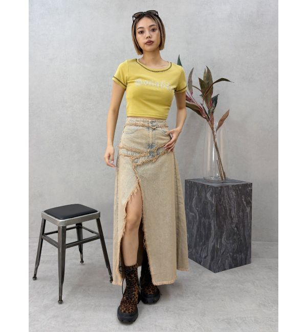 EVRIS「フリンジスリットロングデニムスカート」|スカート|