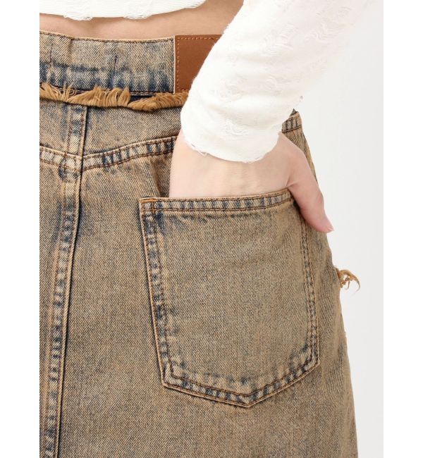 EVRIS「フリンジスリットロングデニムスカート」|スカート|