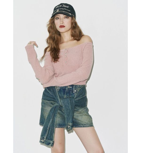 EVRIS「スリーブデザインデニムミニスカート」|スカート|