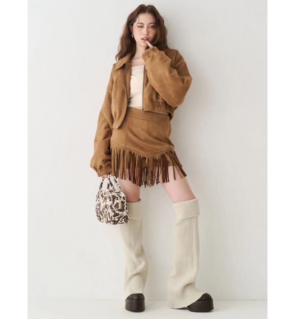 EVRIS「フェイクスウェードフリンジスタッズミニスカート【セットアップ着用可能】」|スカート|