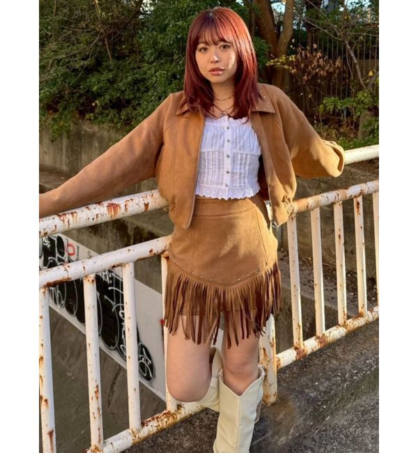 EVRIS「フェイクスウェードフリンジスタッズミニスカート【セットアップ着用可能】」|スカート|