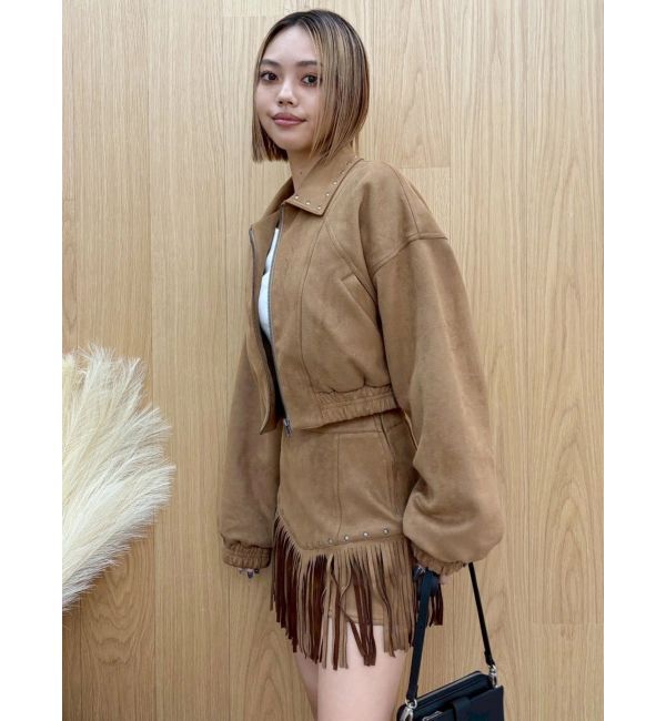 EVRIS「フェイクスウェードフリンジスタッズミニスカート【セットアップ着用可能】」|スカート|