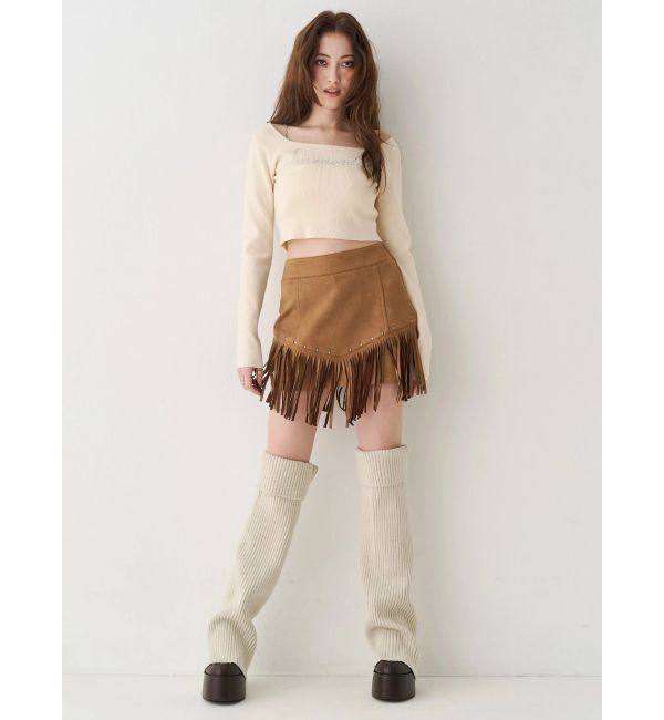 EVRIS「フェイクスウェードフリンジスタッズミニスカート【セットアップ着用可能】」|スカート|