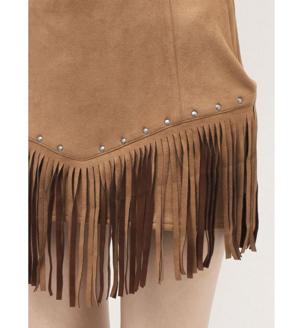 EVRIS「フェイクスウェードフリンジスタッズミニスカート【セットアップ着用可能】」|スカート|